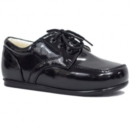 Boys Black Patent Formal Lace Up Shoes